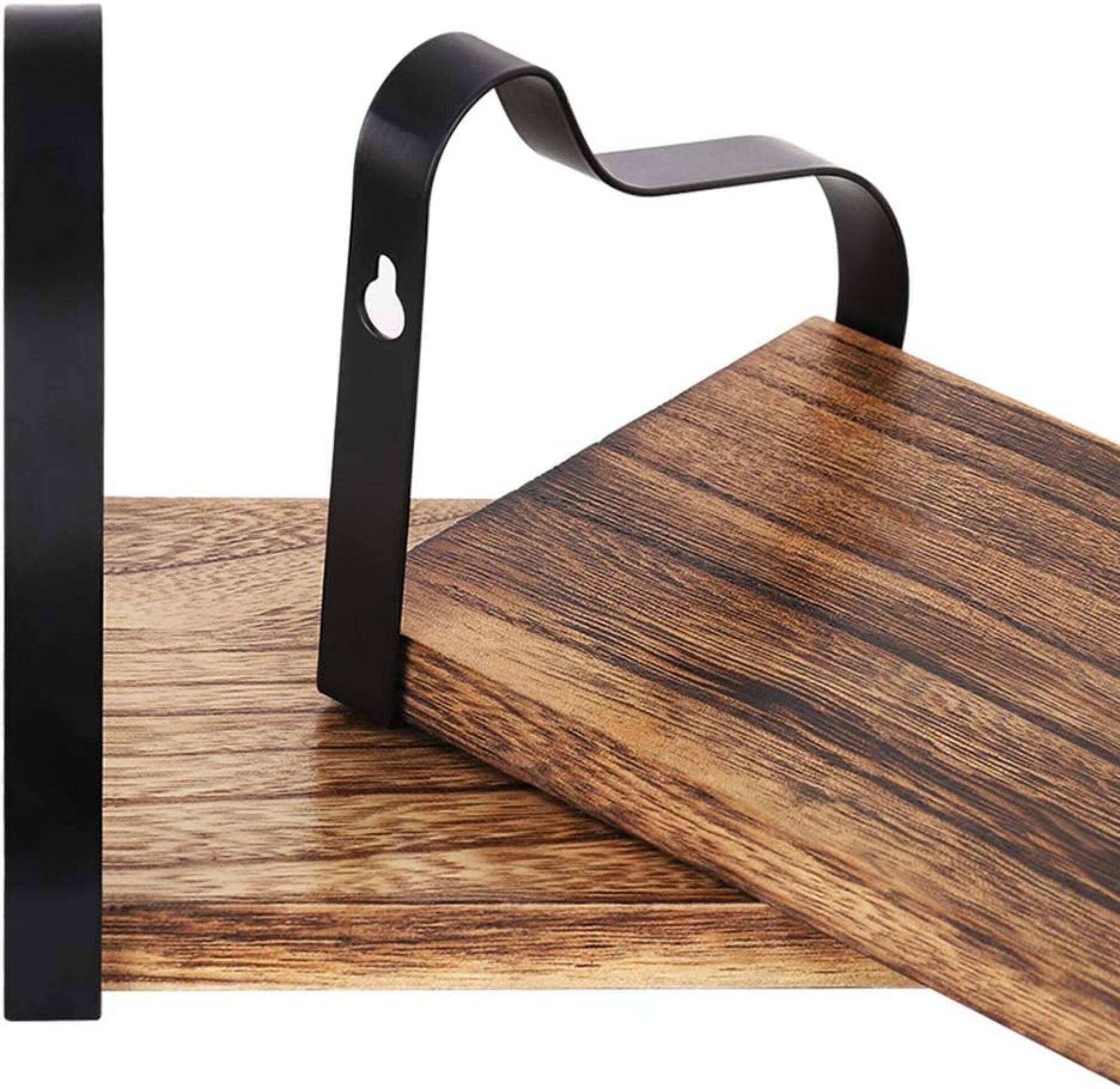 NEX™ Brown Floating Wall Shelves Set with Metal Rack Brackets